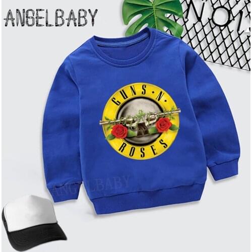 Boys Girls Sweatshirt Kids Rock Band Gun N Roses Print Cartoon Hoodies Children Autumn Tops Baby Cotton Clothes,KYT5196