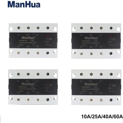 ManHua Solid state relay three phase SSR 3P Series AC-AC 10A/25A/40A/60A Control Voltage 70-280VAC