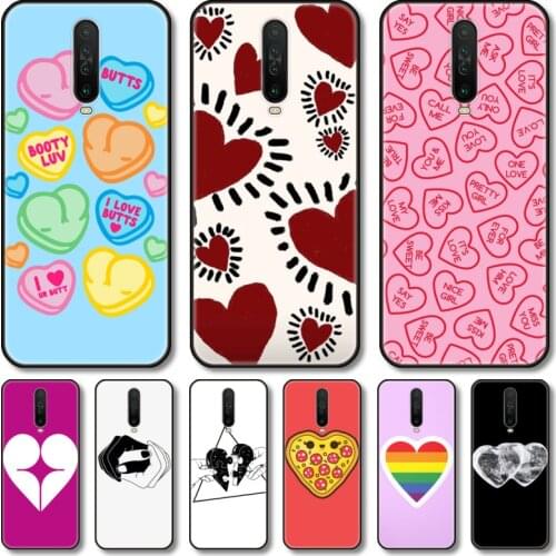 Heart shapes Phone Case For Redmi 10 9 8 7 6 GO S C T PRO Note 5G Black Cover TPU