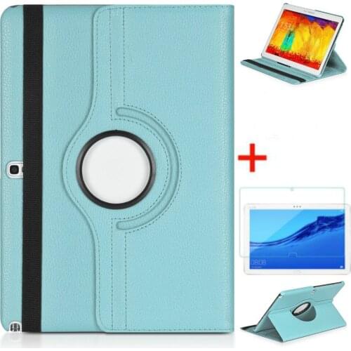 360 Rotating PU Leather Case and glass for Samsung Galaxy Tab Pro T520 T525 T521 10.1" Cover Note 2014 Edition 10.1" P605 P600