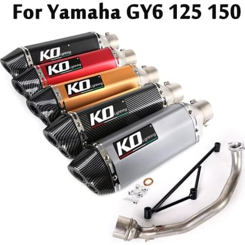 For Yamaha GY6 125 150 Motorcycle Exhaust System Front Link Pipe Header Tube Slip On Dual-oultet Muffler Tips 51mm