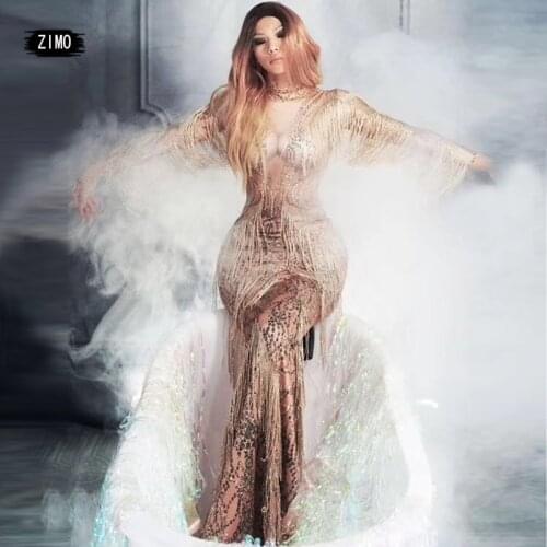 High quality dress rhinestone fringed birthday party wedding nightclub concert DJ singer dancer performance drag queen costumes