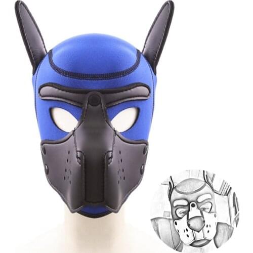 Adult Games Puppy Gay Rubber Mask Hood Fetish Dog Slave Head Bondage Restraints BDSM Hood Erotic Sex Toys for Men Gay Puppy Play