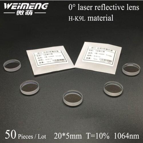 Weimeng brand supply high quality 50 pieces H-K9L material 20*5mm 1064nm T=10% Laser cavity output mirror with favorable price