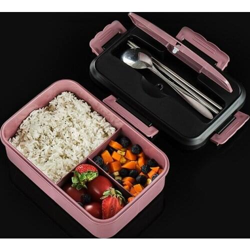 Japanese double layer lunch box large capacity microwave oven heating food container for students solid color rectangle lunchbox