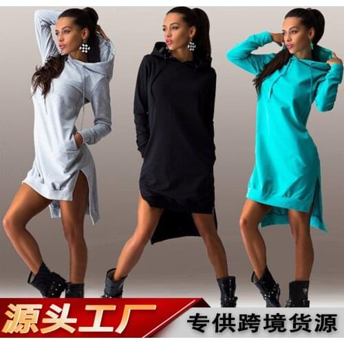 Dress Women Summer selling hot style Europe fashion irregular hooded long-sleeved clothes Dresses Casual Vestidos CFF96