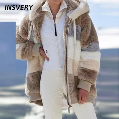 Plus Size Hoodies Coat Women Long Sleeve Stitching Color Pocket Jacket Coats For Women Winter Coat Soft Warm Outerwear 2021