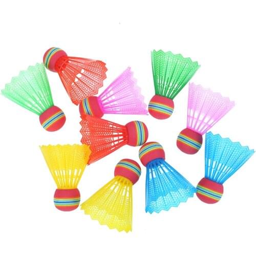 10Pcs Badminton EVA Rainbow Ball Head Nylon Badminton Feathers For Game Sport Entertainment With Transparent Barrel