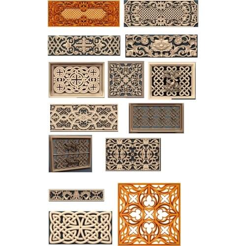 14 pieces/sets decorative 3D model STL relief CNC carving engraving artcam aspire P