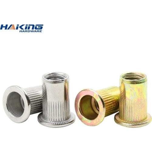 2-30pcs flat head rivet nut stainless steel m3 m4 m5 m6 m8 m10 m12 rivnut zinc plated cap rivet threaded nut