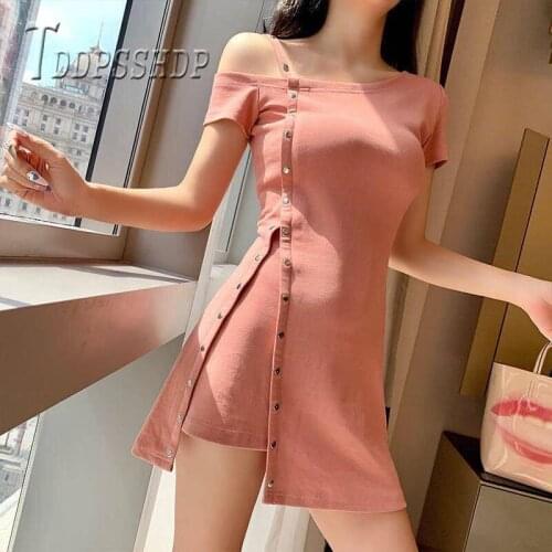 2019 Pink And Black Color Can Choose Women Dress Sexy Expose Shoulder Female Dresses
