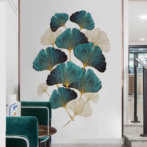 3D Ginkgo Leaf Wall Stickers Home Office Decor Living Room Backdrop Wall Decoration Modern Bedroom Large Mural Wallpaper