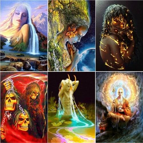 Full square cuadros 5d diamond painting 5D kit Woman landscape skull grim reaper religion complet embroidery Cross stitch mosaic