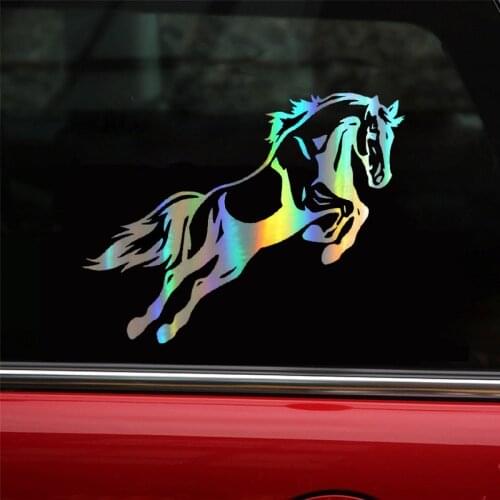 Wavehands 19.1*15.2cm Car Sticker Vinyl Mighty Jumping Horse Funny Sticker Decal Reflective Laser Car Styling 3D Sticker