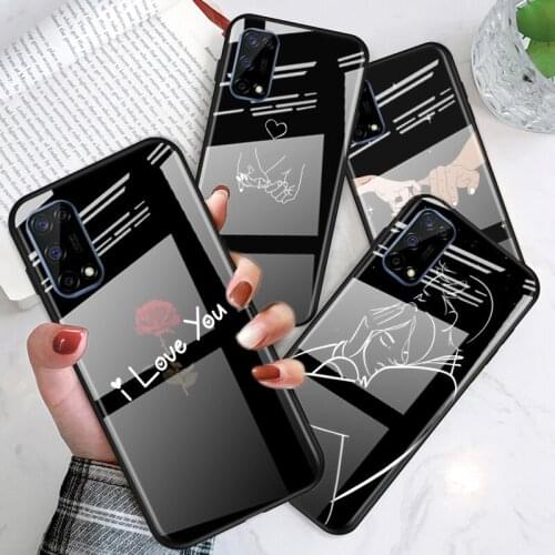 Tempered Glass Cover Line loving girlfriend For OPPO A9 2020 A52 Find X2 Lite Realme 7 7i 6 5 Pro C3 XT Phone Case Shell