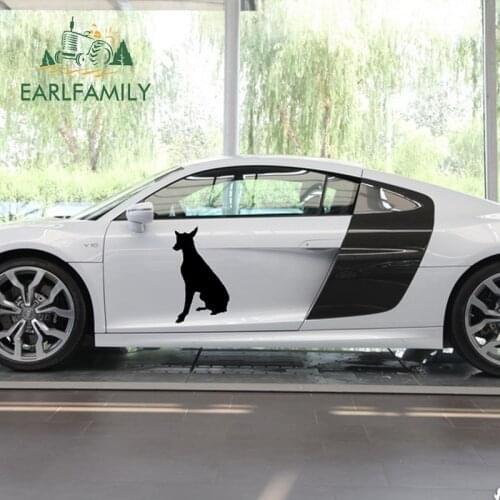 EARLFAMILY 58cm x 36.5cm 2x Doberman Dog Silhouette Graphic(one For Each Side) Car Sticker For Truck Door Side Puppy Vinyl Decal