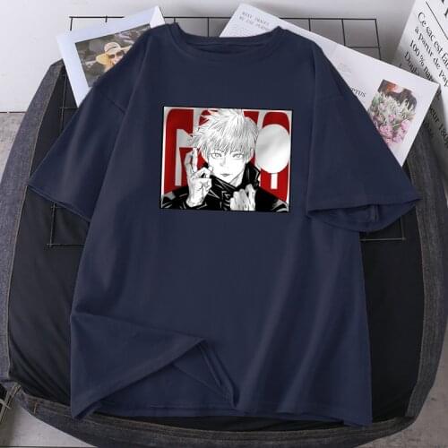 Gojo Satoru Anime T-shirts Women O-Neck Short Sleeve Summer T-shirts Purple Vintage Casual Tops Tees Loose Fit Poleras Female