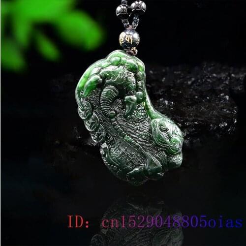 Jade Pixiu Pendant Tiger Jewelry Carved Gifts Amulet Men Women Black Green Chinese Obsidian Gemstone Necklace Natural Charm