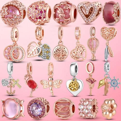 HOT! 925 Sterling Silver Flamingo Seashell Dreamcatcher Balloon Charm Beads Fit Original Pandora Bracelet Necklace 925 Jewelry