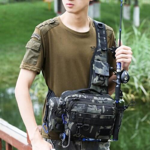 Multi-function Fishing Tackle Bags Big Shoulder Crossbody Bag Waist Pack Fish Lures Gear Bait Utility Storage Bag Fishing Pouch