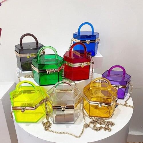 Fashion Clear Acrylic Womens Handbag Designer Transparent Clutch Evening Party Bags for Women 2021 Female Womens Bag Purses