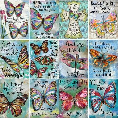 MomoArt Diamond Mosaic Butterfly Cross Stitch Diamond Embroidery Animal Rhinestones Art Painting Text Full Square Handmade Hobby