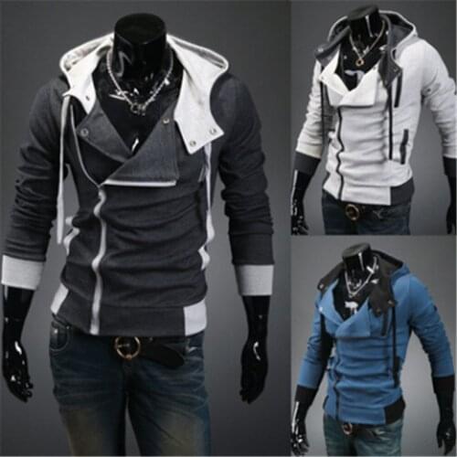 2021 Spring Autumn New Style Mens Slim Fit Long Sleeve Hooded Jacket Grey Fashion Coat for Man