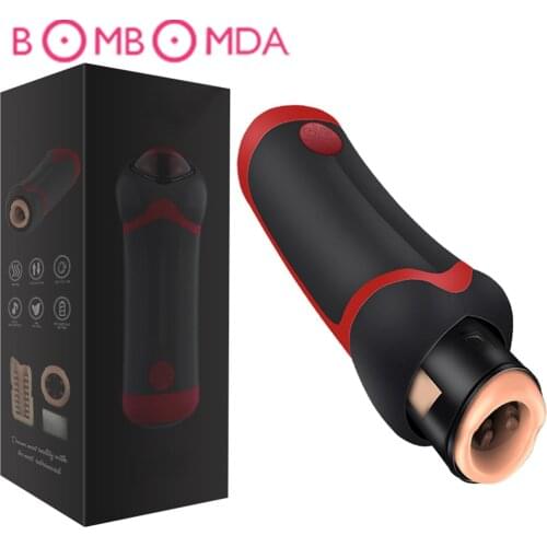 Automatic Thrusting Piston Male Masturbator Cup Retractable Voice Interaction Masturbator for Men Blowjob Real Vagina Sex Toys