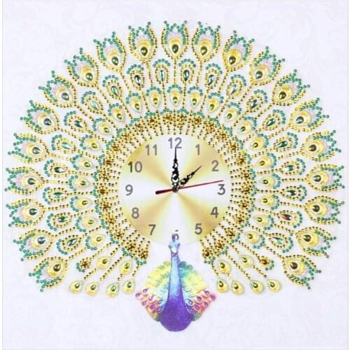 Diamond Painting Cross Embroidery Wall Clock DIY Flower Butterfly Pattern Special Shaped Drill Home Ornaments 35X35cm