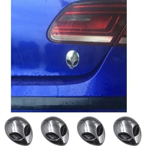 Pack of 4 3D Metal Alien Head Emblem Badge Sticker Decal Car Body Exterior Cover Fender Decals