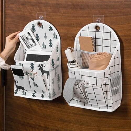 Wall-Mounted Cotton And Linen Storage Bag Multi-Function Door Back Dormitory Fabric Hanging Bags