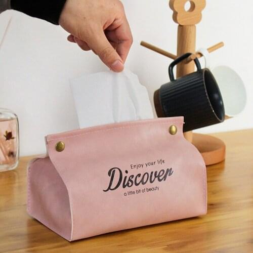 2-Style Home Desktop Leather Tissue Papers Box Case Living Room Toilet Car Pumping Napkin Holder Large Storage Bag Container