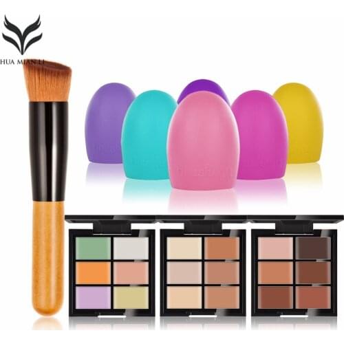 Natural Professional Concealer Palette makeup Foundation Facial Face Cream Palettes Cosmetic With Oblique head brush Scrubber