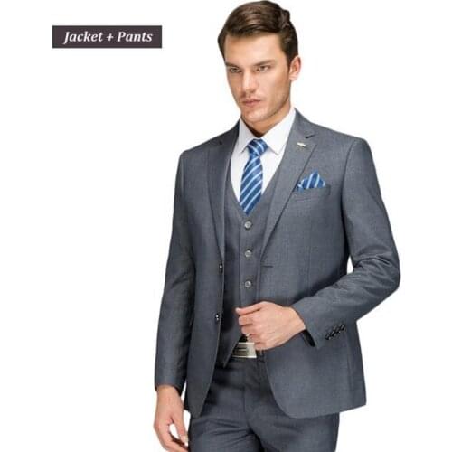 2021 Newest brand men suit Wool Slim Fit Mens Business High Quality Groom Wedding Suits Dark Grey Jacket+Pants Vip men Clothing