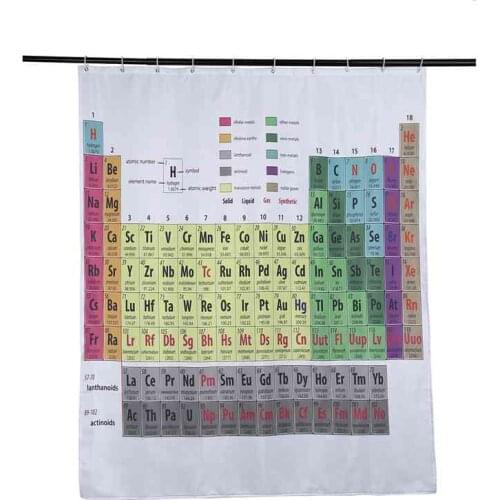 Periodic Table Of The Elements Shower Curtain Mildewproof Polyester Washable Bathtub Decorative Shower Curtain 150 x 180Cm