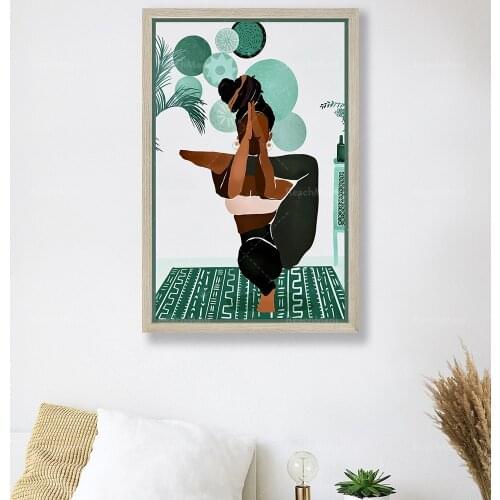 Black Woman Yoga Poster, Yoga Pose Wall Decor, Gift for Yoga Lovers, Meditation Gift, Fitness Workout Melanin Girl, Home Art Dec