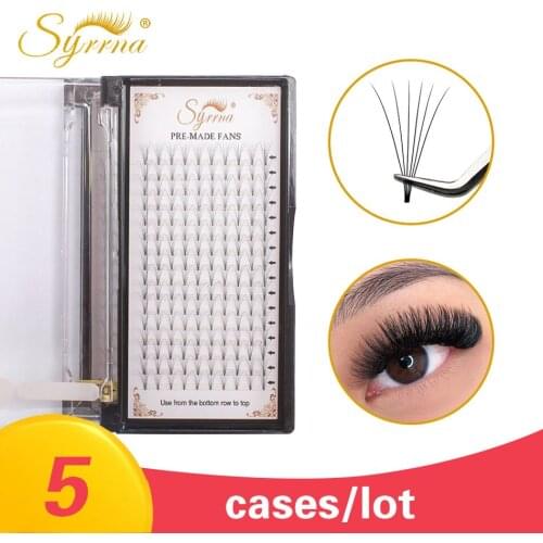 Syrrna 5 Cases/Lot 12 Lines 3D/4D/5D/6D Premade Fans Russian Volume Eyelash Black Faux Mink Soft And Natural Eyelash Application