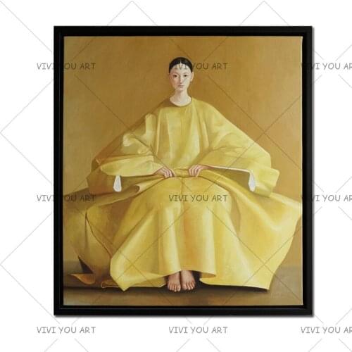 Hand painted figure oil painting Chinese-style woman canvas art Classical large vertical Chinese girl wall decorative picture