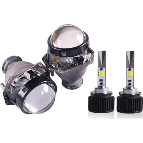 Sanvi 2pcs D2H 5500K 3000K White Yellow Dual Color LED Headlight Bulb With HD Bi LED Lens Hella Lens For Fog Light LED