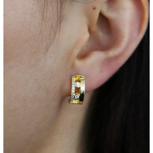 Simple Geometric CZ Hoop Earring For Women Girl 5A Cubic Zirconia Fashion Jewelry