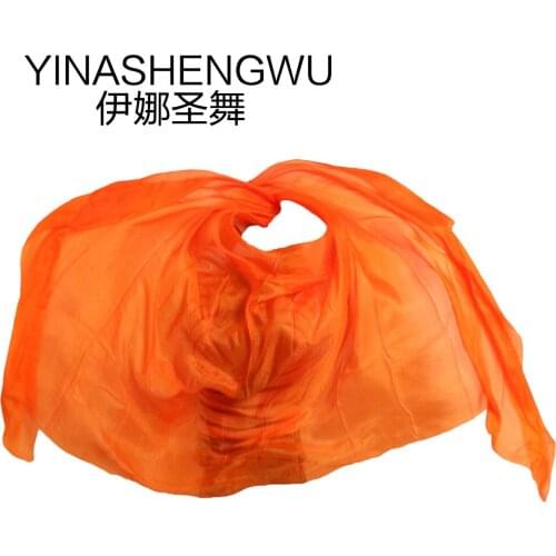Silk Belly Dance Veils Shawl Scarf Pure orange Color Belly Dance Practice Performance Silk Veils