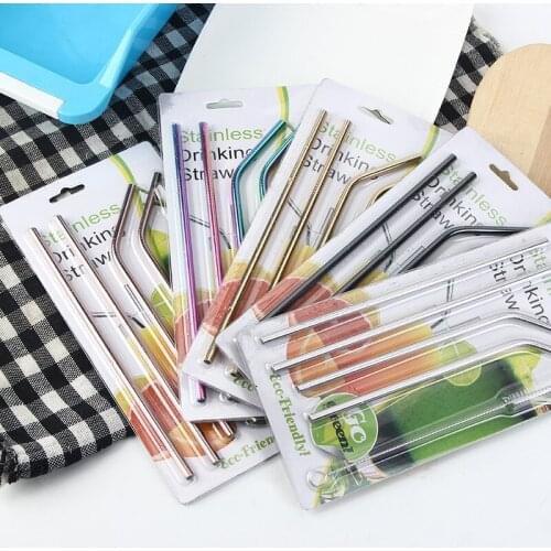 304 Stainless Steel Straws Coffee Hot Drink Straw Set Color Food Grade