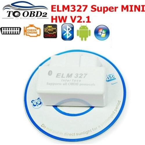 SUPER Mini ELM327 V2.1 Bluetooth OBD2 Diagnostic Tool ELM 327 Works On Android/Windows OBDII Code Reader free shipping