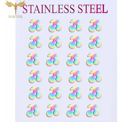 Sweet Girl Color Golden Cherry Stud Earrings Stainless Steel Stud Earring Set Fashion Simple Women Jewelry Wholesale 2021 New