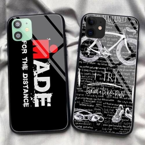 Ironman Triathlon bicycle marathon Phone Case Tempered Glass For iPhone 11 Pro XR XS MAX 8 X 7 6S 6 SE 2020 12 Pro Max Mini case