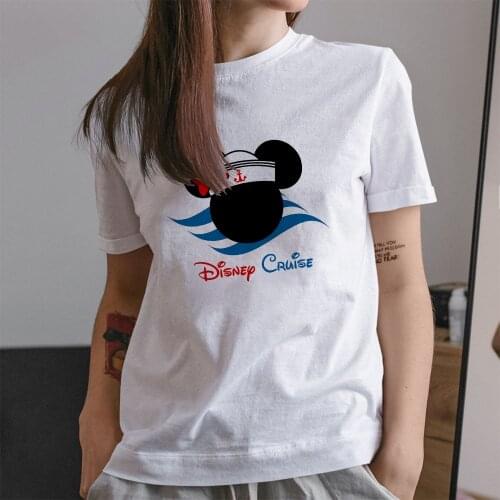 Minnie Mouse Head Printing Women T-shirt Kawaii Harajuku Tshirts Disney Cartoon Pattern Korean Style T Shirts Loose Comfortable