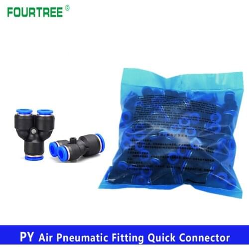1 Bag PY Pipe Fittings Plastic Pneumatic Connector Quick Push For Air Connecting PY Connection 4 /6/8/10/12/16mm Y-Shape