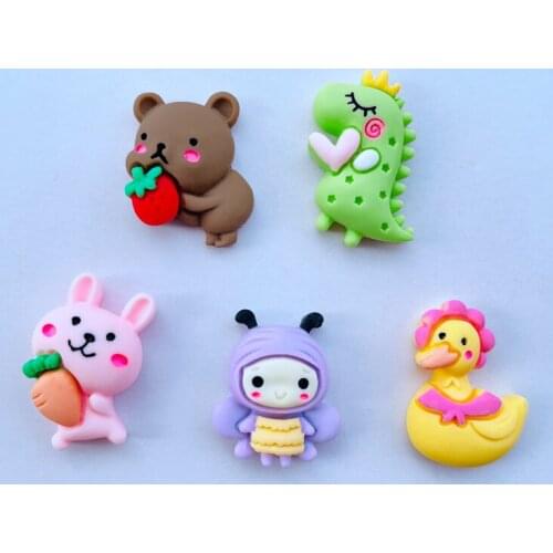 10 PCS New Lovely Resin Mini Cartoon Animal Series Flat Back Kabochin Scrapbook Kawai DIY Decorative Accessories B30