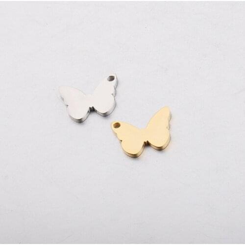 100% Stainless Steel Mini Butterfly Charm Blank For Engrave Metal Blank Butterfly Tag Mirror Polished Wholesale 20pcs