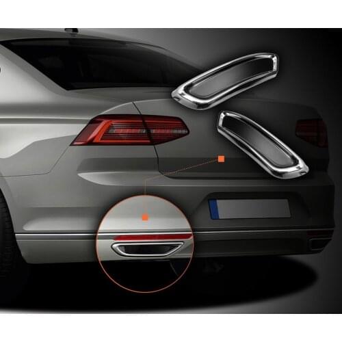 Free shipping new 2 pcs high quality bright chrome car rear diffuser view exhaust inserts For Volkswagen Passat B8 2015- 2019